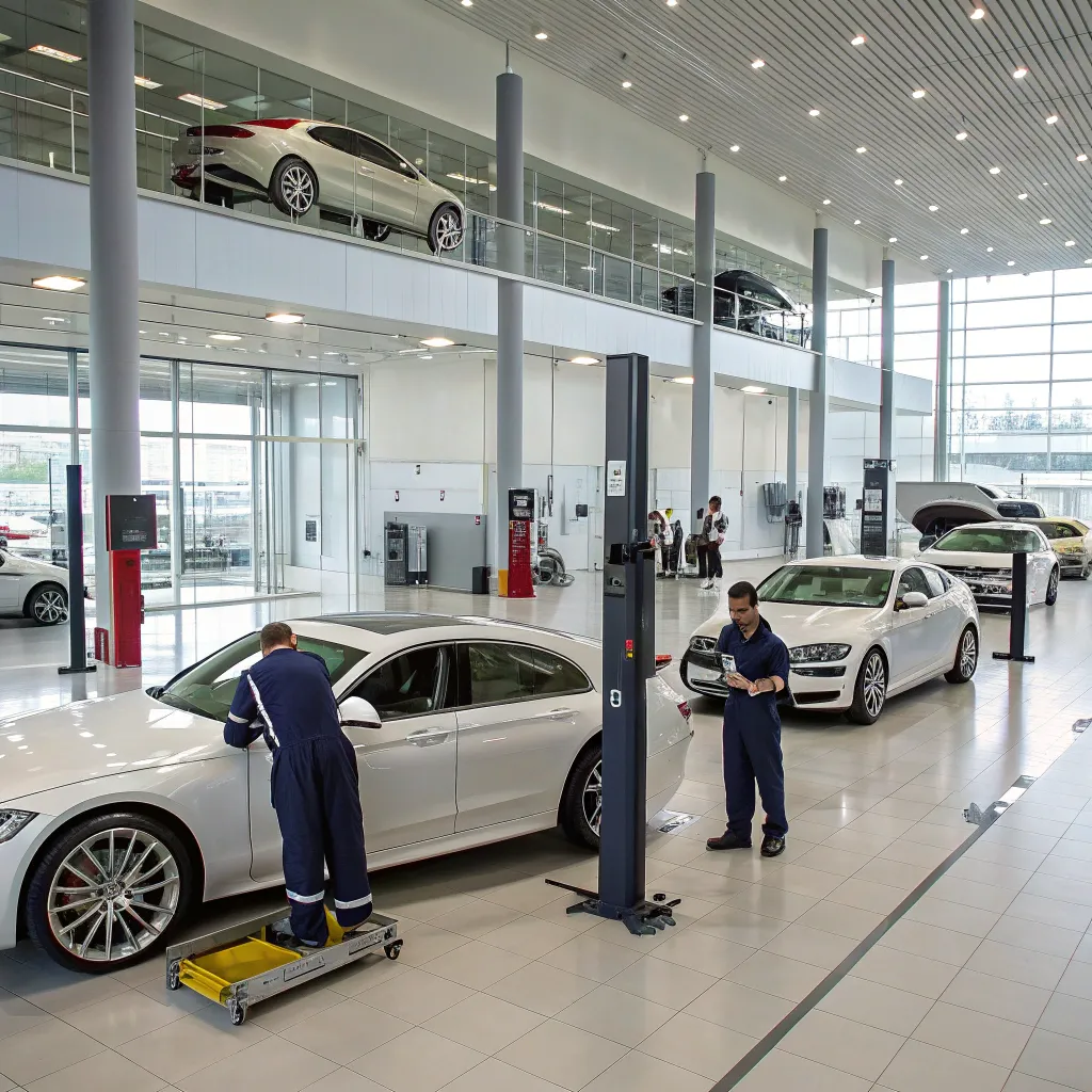 Luxury car service center with premium facilities